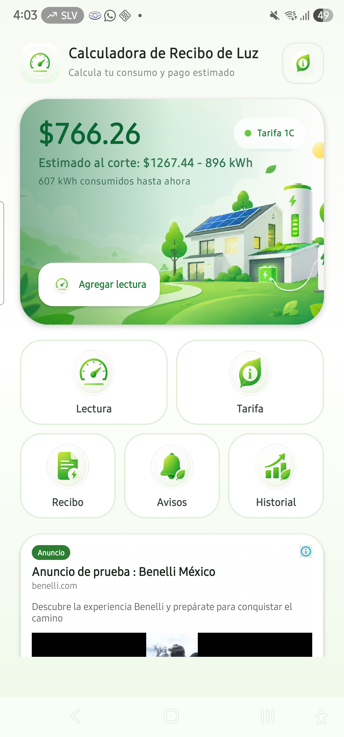 Dashboard de Calculadora de Recibo de Luz